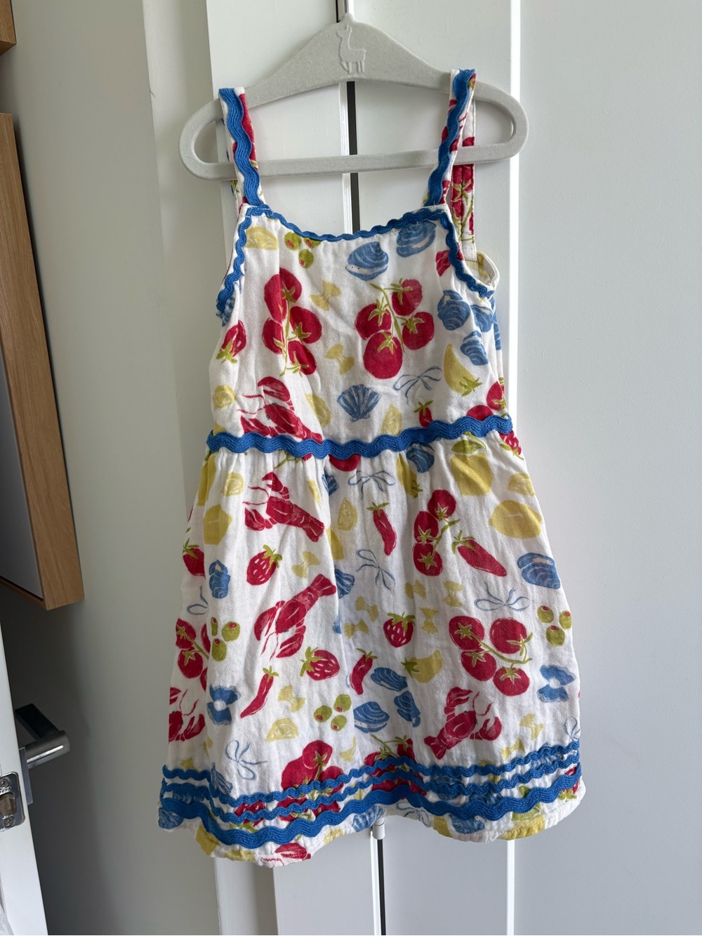 Old Navy White Sundress with Red, Blue, and Yellow Fruit Print